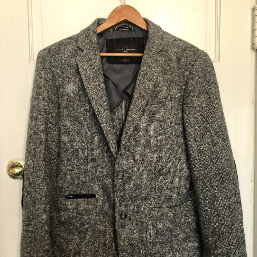 Black & Brown Tweed Wool Blazer sz M